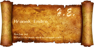 Hranek Endre névjegykártya